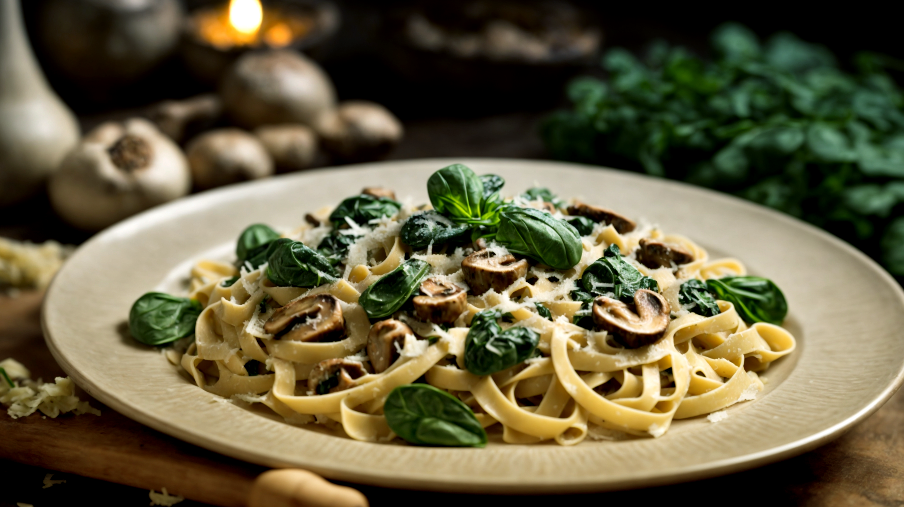 Tagliatelle funghi porcini pecorino romano"